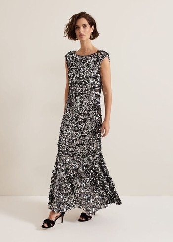 Phase Eight Nina Sequin Dress Black/Multicolor Canada | EZSFNG-501